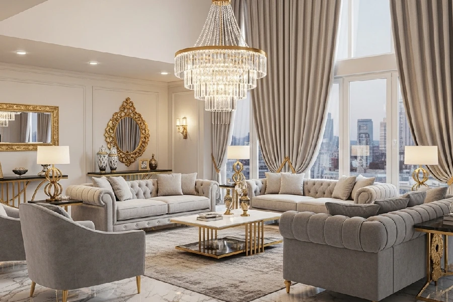 ست کردن لوستر با مبل راحتی